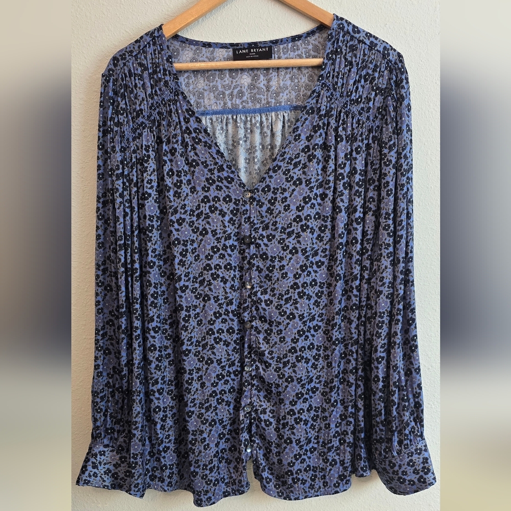 Lane Bryant Blue Floral Top